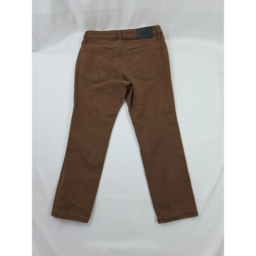 Express Skinny Mid Rise Crop Jeans Womens 30 Waist Brown Flex Cropped Slim Fit
